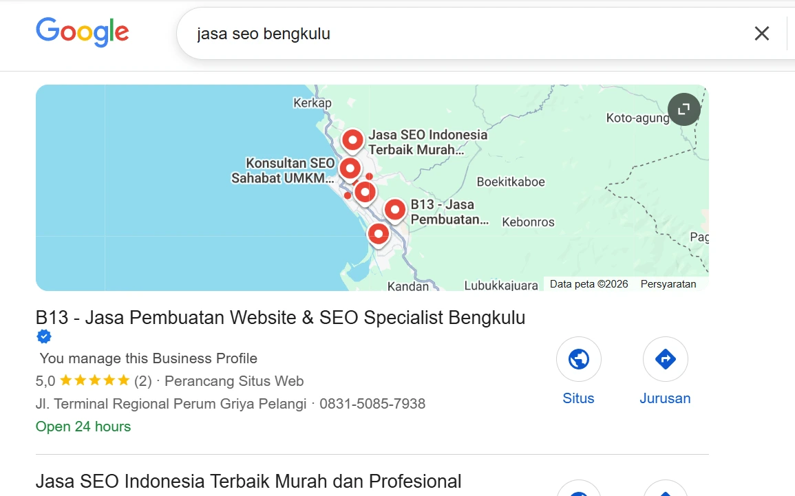 jasa seo google maps bengkulu
